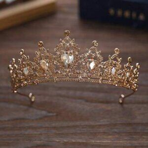 Gold Coloured Crystal Tiara New